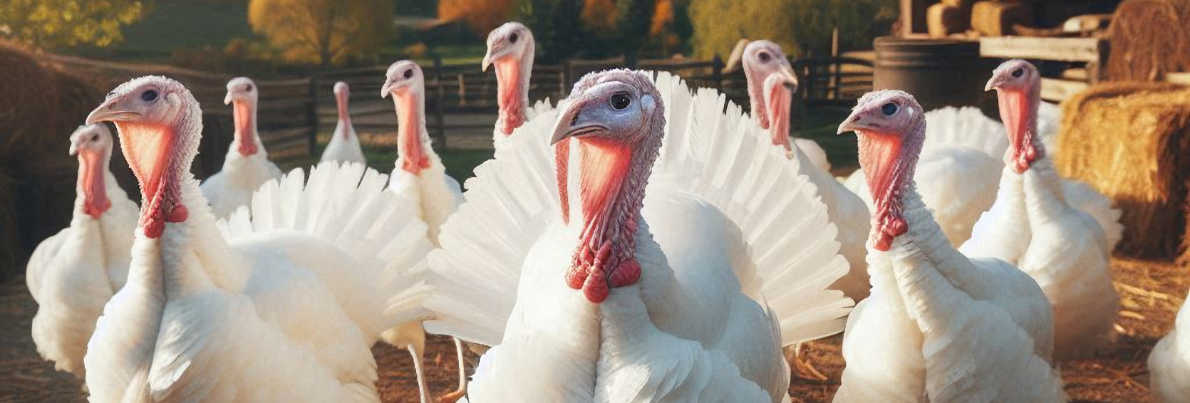 White Turkeys in Barnyard