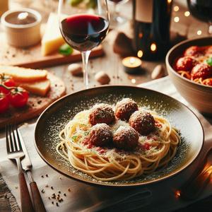 Spicy Italian Sausage Meatballs and Spaghetti